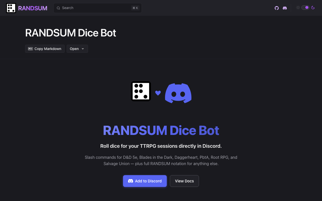 The RANDSUM Discord Bot — screenshot